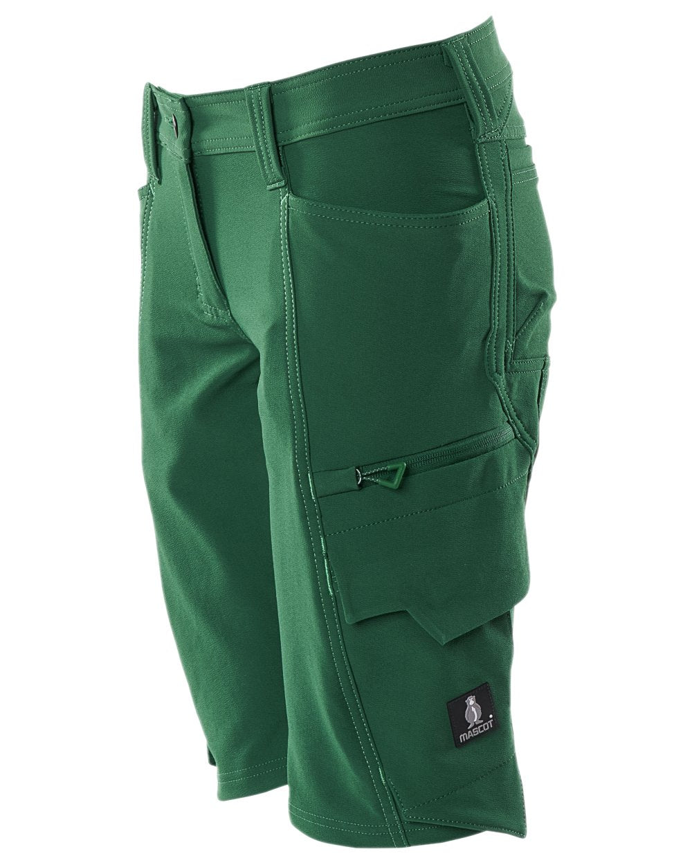 Green Coloured Mascot Workwear Womens Accelerate Pearl Fit Shorts on white background 