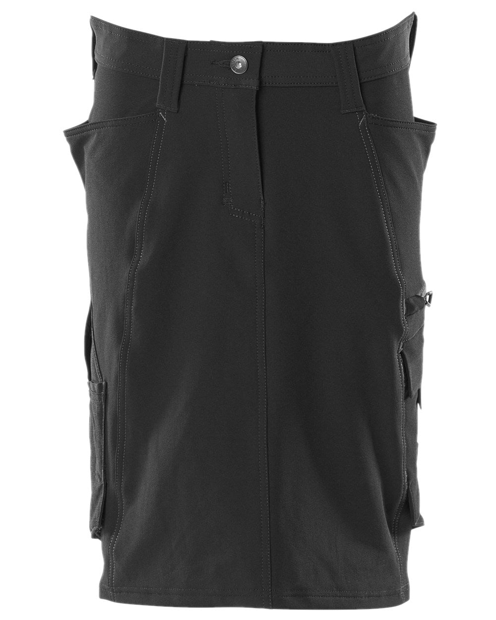 Black Coloured Mascot Workwear Womens Accelerate Pearl Fit Skirt on white background 