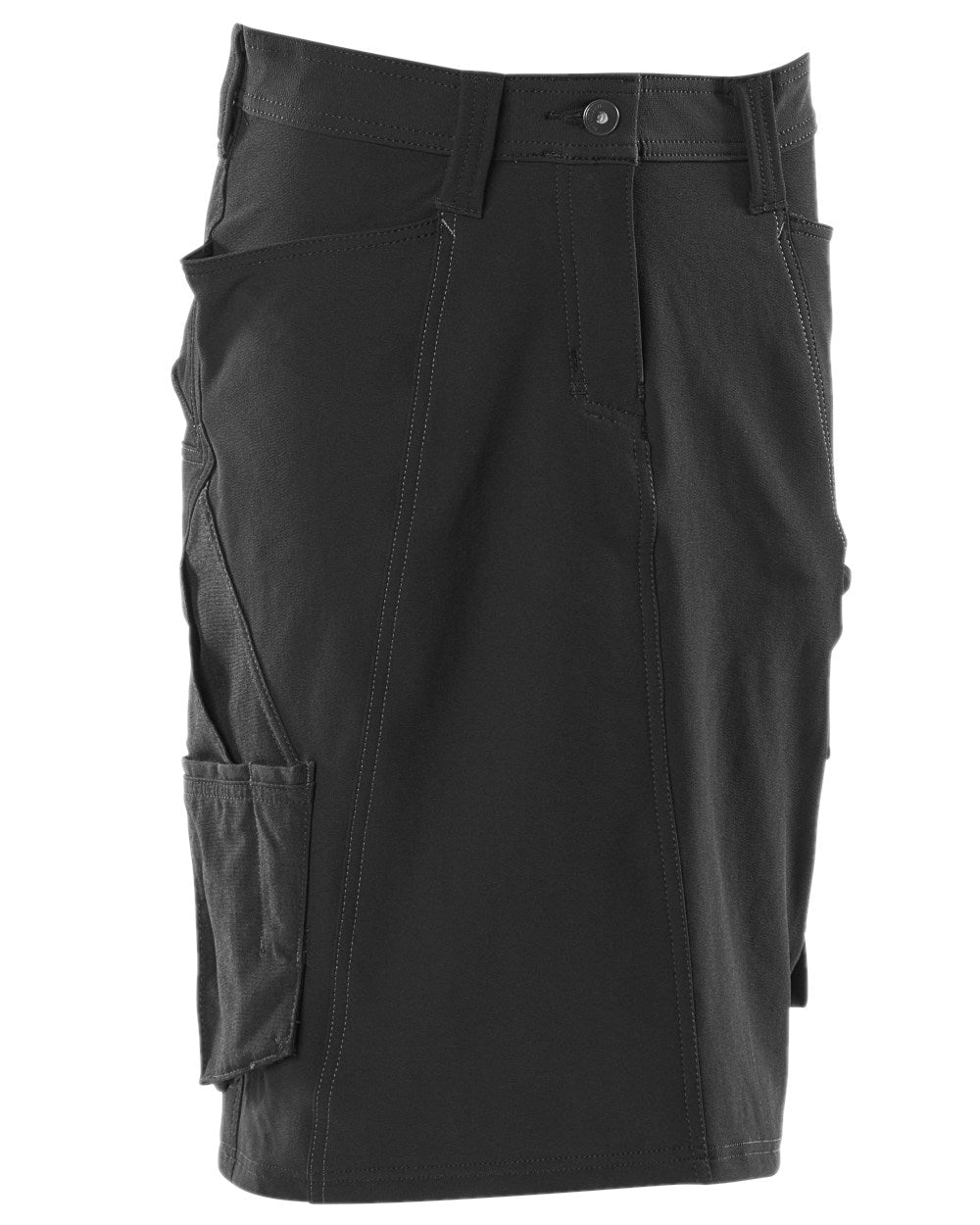 Black Coloured Mascot Workwear Womens Accelerate Pearl Fit Skirt on white background 