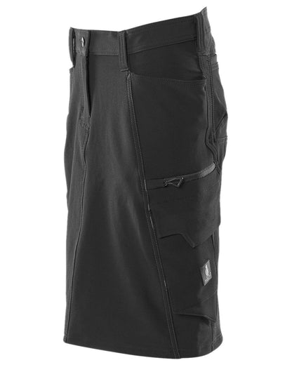 Black Coloured Mascot Workwear Womens Accelerate Pearl Fit Skirt on white background 
