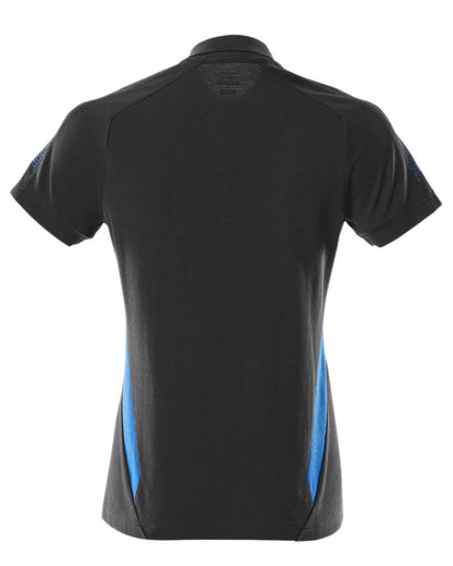 Dark Navy Azure Blue Coloured Mascot Workwear Womens Accelerate Polo Shirt on white background 