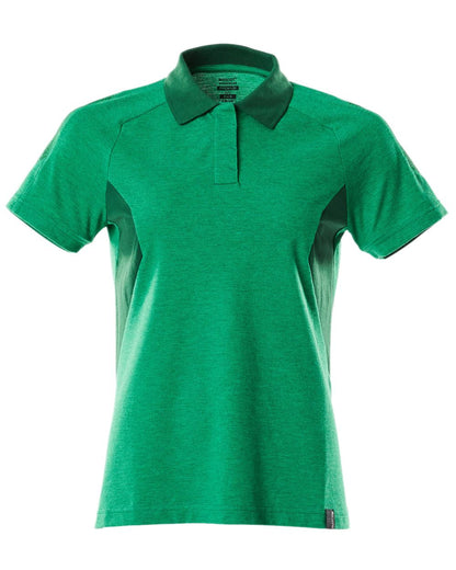 Grass Green Coloured Mascot Workwear Womens Accelerate Polo Shirt on white background 