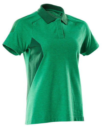 Grass Green Coloured Mascot Workwear Womens Accelerate Polo Shirt on white background 