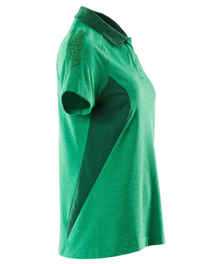 Grass Green Coloured Mascot Workwear Womens Accelerate Polo Shirt on white background 