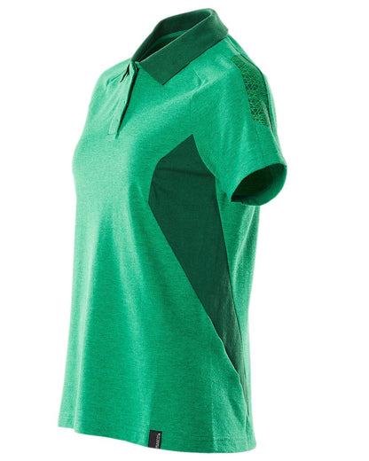 Grass Green Coloured Mascot Workwear Womens Accelerate Polo Shirt on white background 