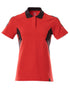 Traffic Red Black Coloured Mascot Workwear Womens Accelerate Polo Shirt on white background 