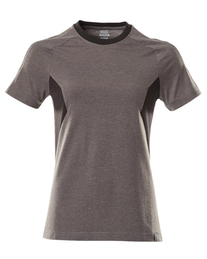 Dark Anthracite Black Coloured Mascot Workwear Womens Accelerate Round Neck T-Shirt on white background 