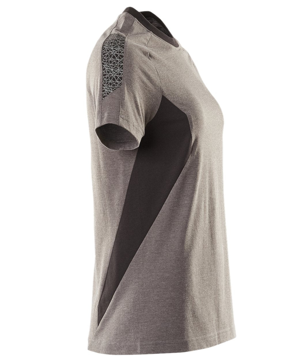 Dark Anthracite Black Coloured Mascot Workwear Womens Accelerate Round Neck T-Shirt on white background 