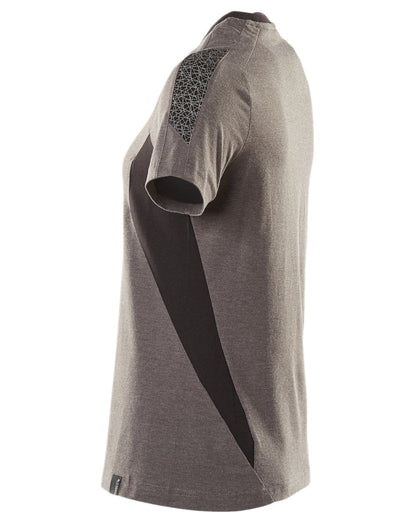 Dark Anthracite Black Coloured Mascot Workwear Womens Accelerate Round Neck T-Shirt on white background 