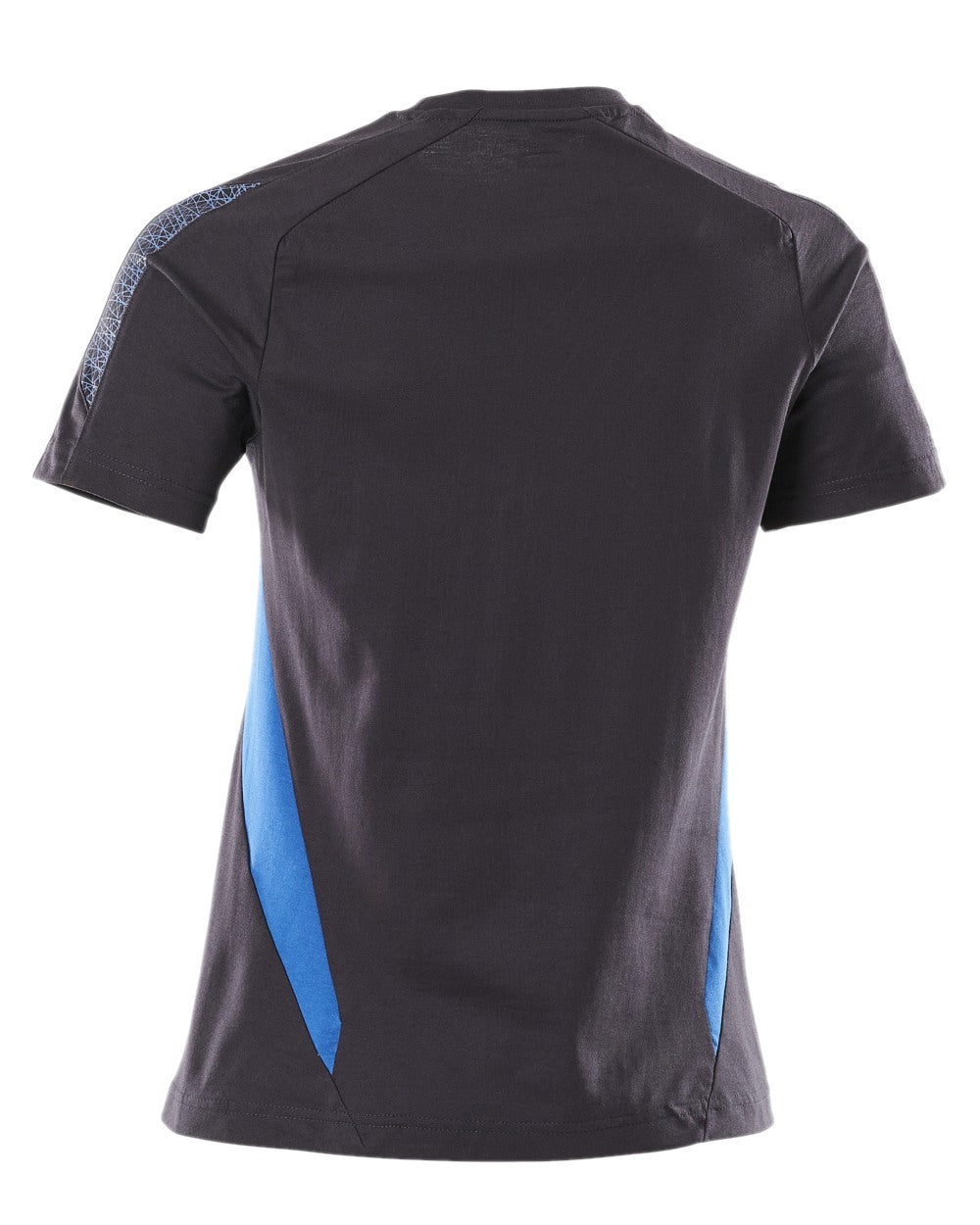 Dark Navy Azure Blue Coloured Mascot Workwear Womens Accelerate Round Neck T-Shirt on white background 