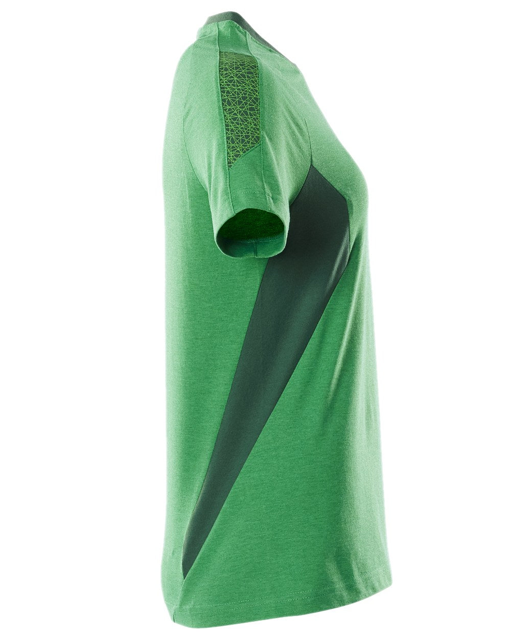 Grass Green Coloured Mascot Workwear Womens Accelerate Round Neck T-Shirt on white background 