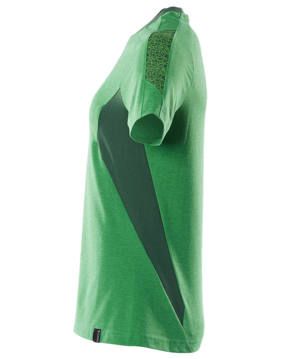 Grass Green Coloured Mascot Workwear Womens Accelerate Round Neck T-Shirt on white background 