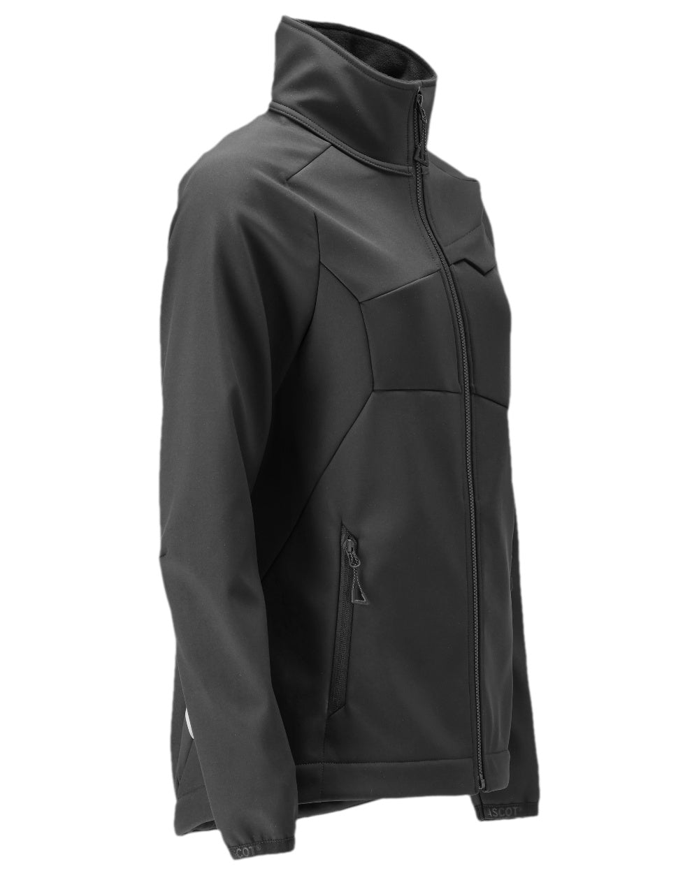 Black Coloured Mascot Workwear Womens Accelerate Softshell Jacket on white background 