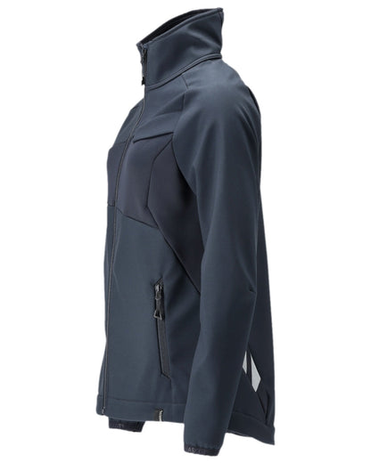 Dark Navy Coloured Mascot Workwear Womens Accelerate Softshell Jacket on white background 