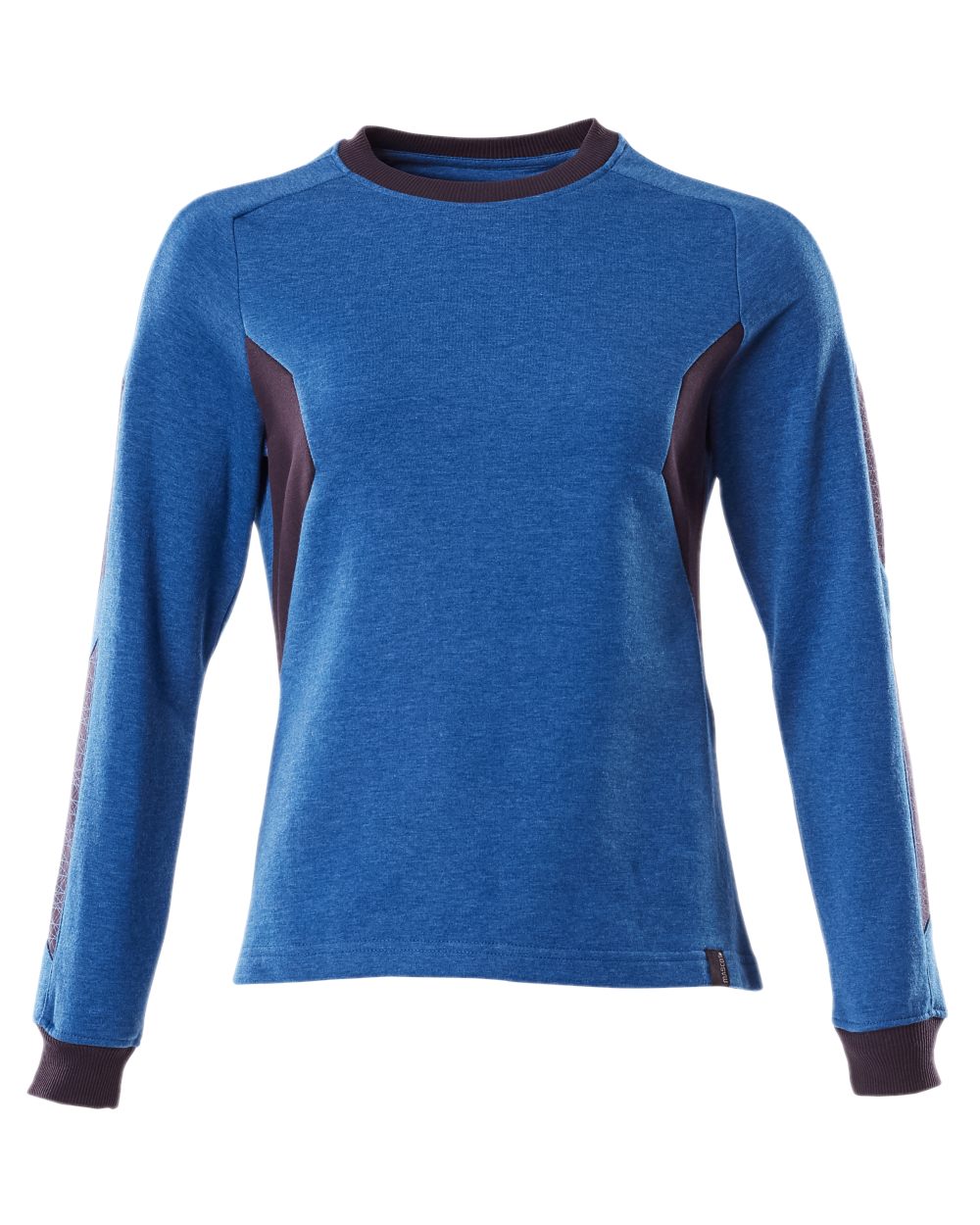 Azure Blue Dark Navy Coloured Mascot Workwear Womens Accelerate Sweatshirt on white background 