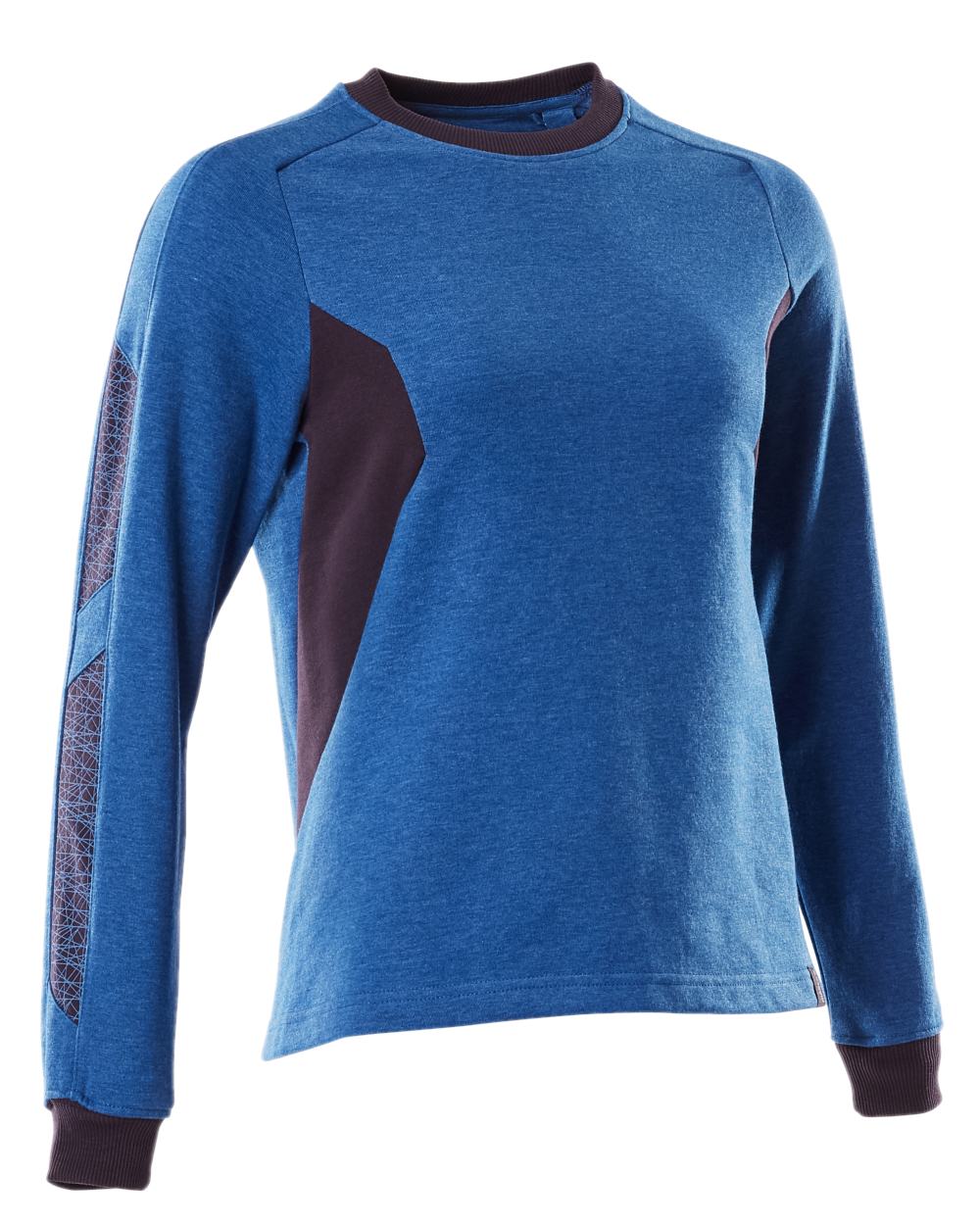 Azure Blue Dark Navy Coloured Mascot Workwear Womens Accelerate Sweatshirt on white background 