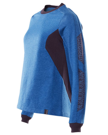 Azure Blue Dark Navy Coloured Mascot Workwear Womens Accelerate Sweatshirt on white background 