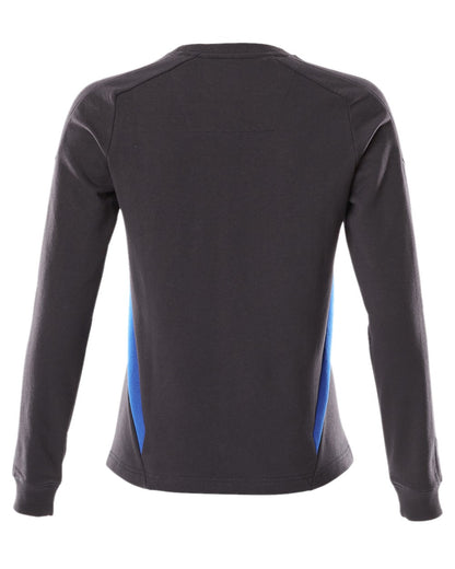 Dark Navy Azure Blue Coloured Mascot Workwear Womens Accelerate Sweatshirt on white background 