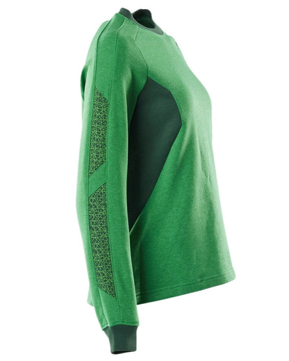 Grass Green Coloured Mascot Workwear Womens Accelerate Sweatshirt on white background 