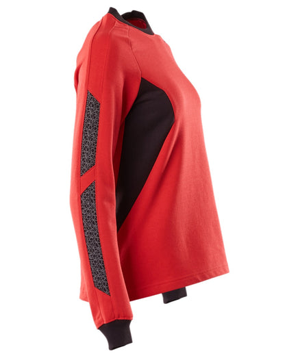 Traffic Red Black Coloured Mascot Workwear Womens Accelerate Sweatshirt on white background 