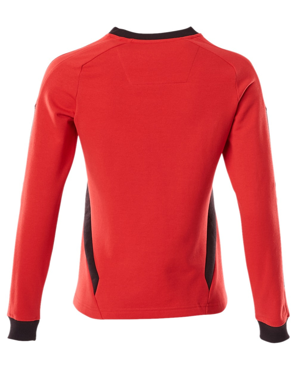 Traffic Red Black Coloured Mascot Workwear Womens Accelerate Sweatshirt on white background 