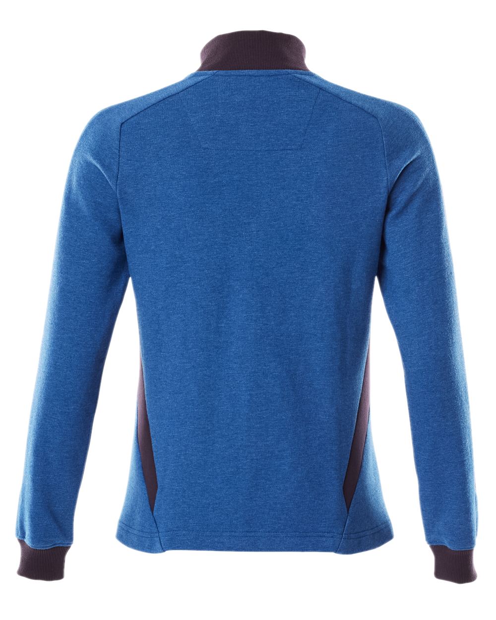 Azure Blue Dark Navy Coloured Mascot Workwear Womens Accelerate Sweatshirt With Zipper on white background 