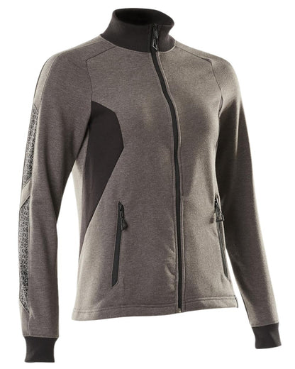 Dark Anthracite Black Coloured Mascot Workwear Womens Accelerate Sweatshirt With Zipper on white background 
