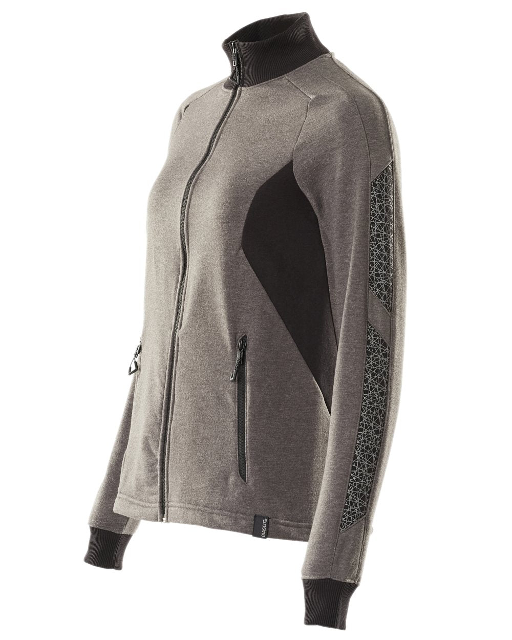 Dark Anthracite Black Coloured Mascot Workwear Womens Accelerate Sweatshirt With Zipper on white background 