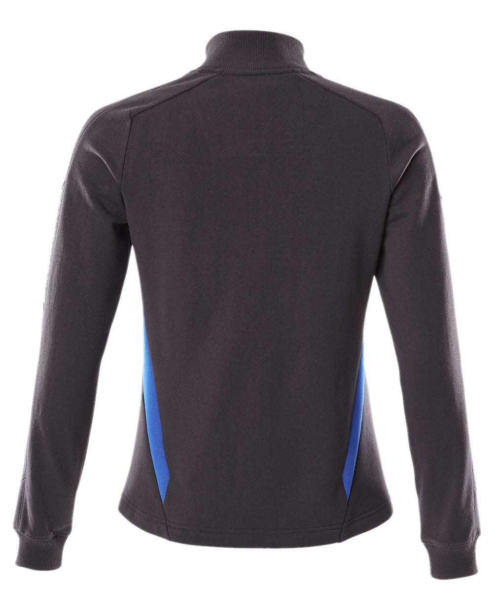 Dark Navy Azure Blue Coloured Mascot Workwear Womens Accelerate Sweatshirt With Zipper on white background 