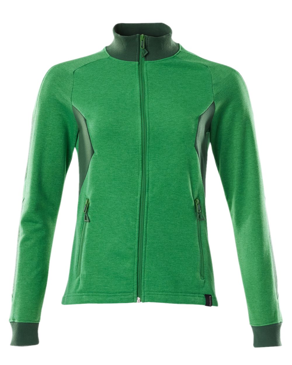Grass Green Coloured Mascot Workwear Womens Accelerate Sweatshirt With Zipper on white background 