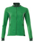 Grass Green Coloured Mascot Workwear Womens Accelerate Sweatshirt With Zipper on white background 