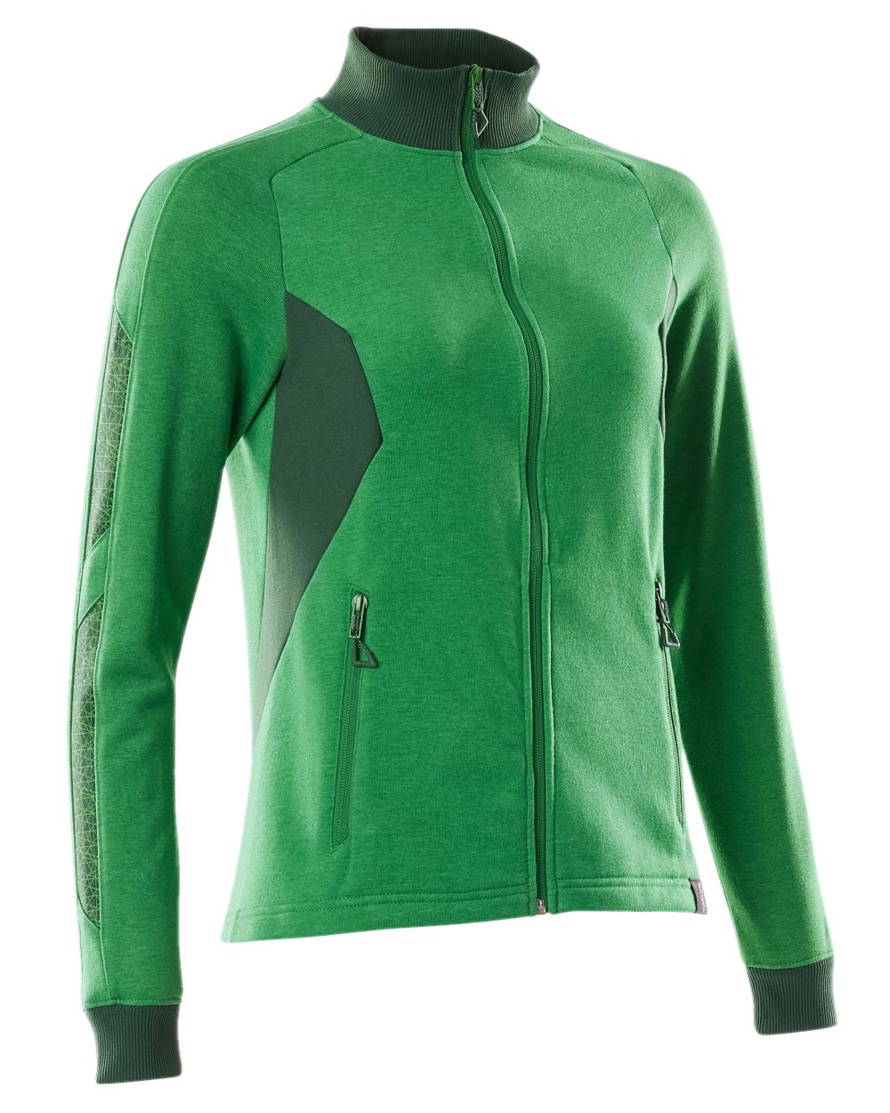 Grass Green Coloured Mascot Workwear Womens Accelerate Sweatshirt With Zipper on white background 