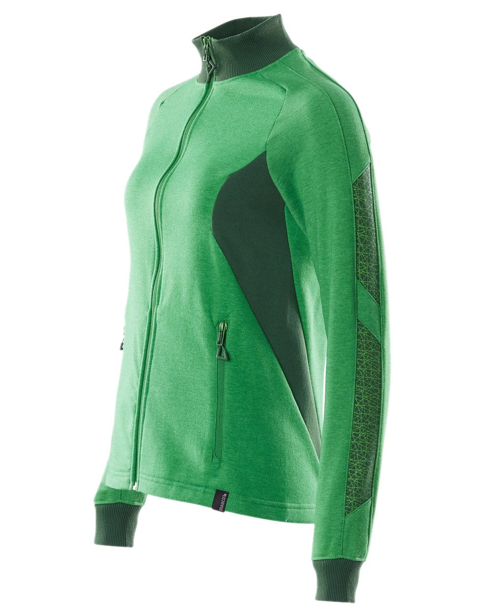 Grass Green Coloured Mascot Workwear Womens Accelerate Sweatshirt With Zipper on white background 