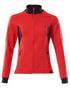 Traffic Red Black Coloured Mascot Workwear Womens Accelerate Sweatshirt With Zipper on white background 