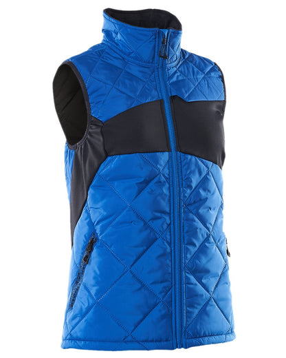 Azure Blue Dark Navy Coloured Mascot Workwear Womens Accelerate Thermal Gilet on white background 