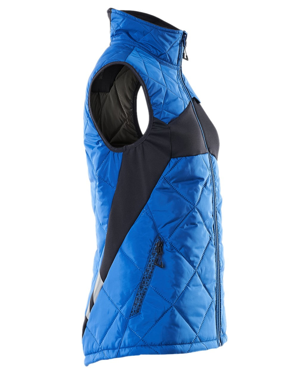 Azure Blue Dark Navy Coloured Mascot Workwear Womens Accelerate Thermal Gilet on white background 