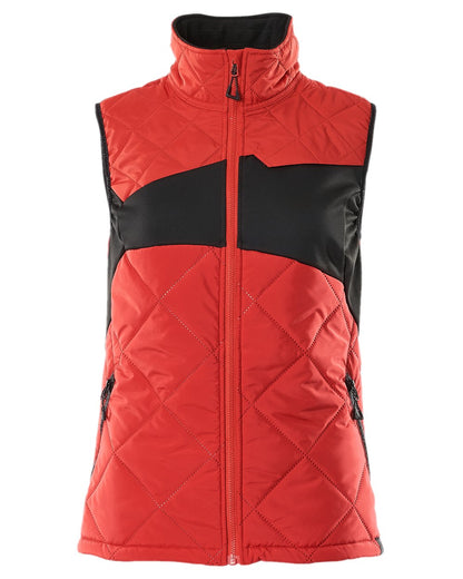 Traffic Red Black Coloured Mascot Workwear Womens Accelerate Thermal Gilet on white background 