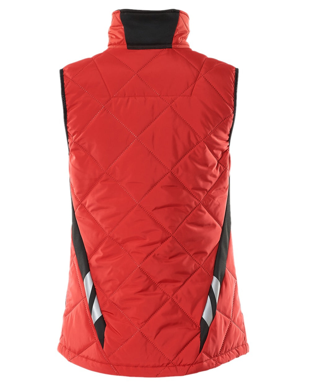 Traffic Red Black Coloured Mascot Workwear Womens Accelerate Thermal Gilet on white background 