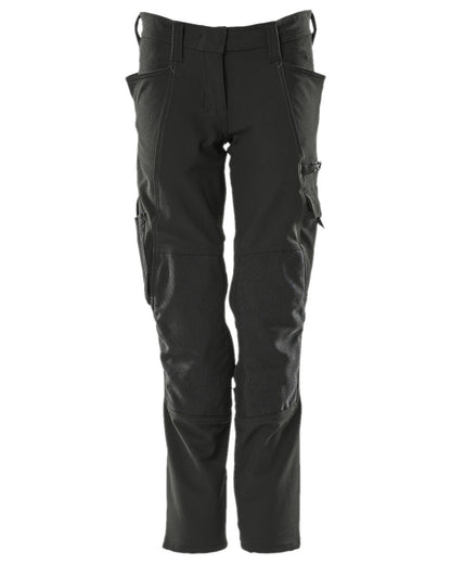 Black Coloured Mascot Workwear Womens Accelerate Trousers With Kneepad Pockets on white background 