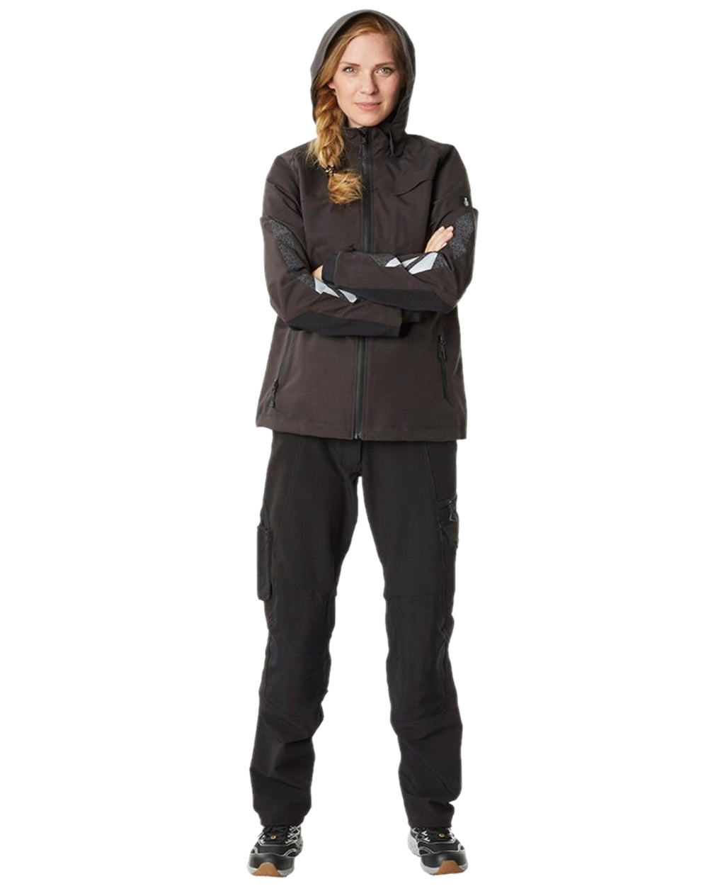 Black Coloured Mascot Workwear Womens Accelerate Trousers With Kneepad Pockets on white background 