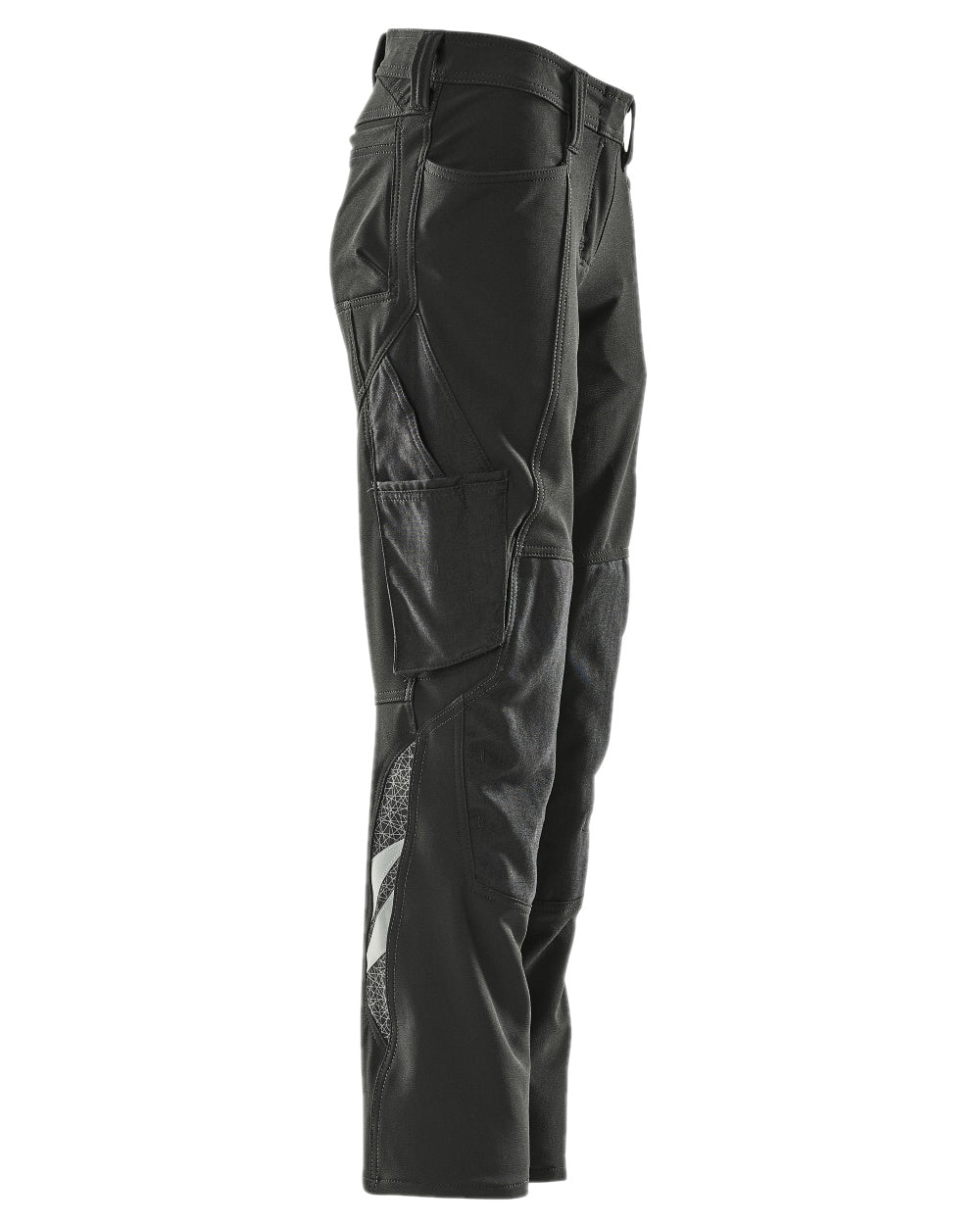 Black Coloured Mascot Workwear Womens Accelerate Trousers With Kneepad Pockets on white background 
