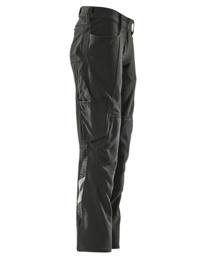 Black Coloured Mascot Workwear Womens Accelerate Trousers With Kneepad Pockets on white background 