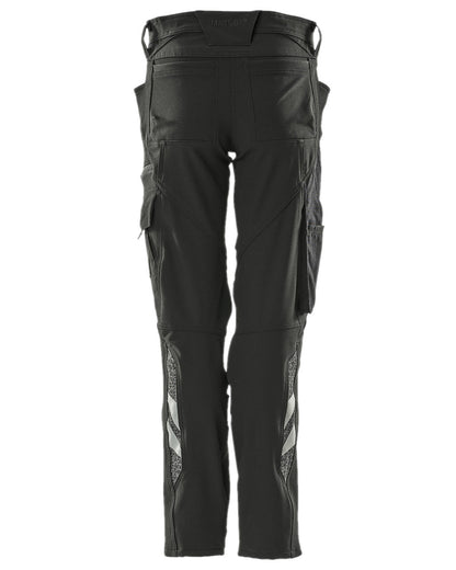 Black Coloured Mascot Workwear Womens Accelerate Trousers With Kneepad Pockets on white background 