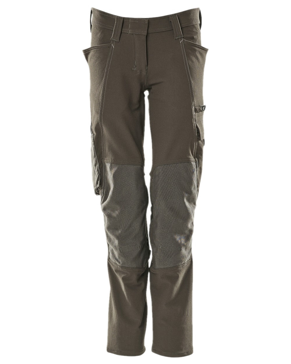 Dark Anthracite Coloured Mascot Workwear Womens Accelerate Trousers With Kneepad Pockets on white background 