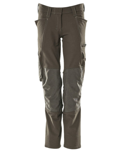 Dark Anthracite Coloured Mascot Workwear Womens Accelerate Trousers With Kneepad Pockets on white background 