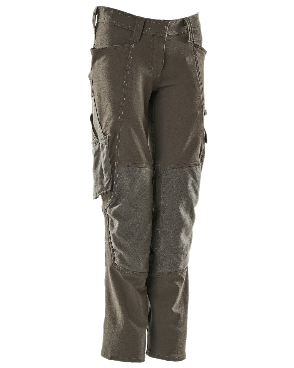 Dark Anthracite Coloured Mascot Workwear Womens Accelerate Trousers With Kneepad Pockets on white background 