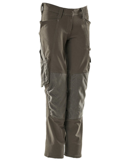 Dark Anthracite Coloured Mascot Workwear Womens Accelerate Trousers With Kneepad Pockets on white background 
