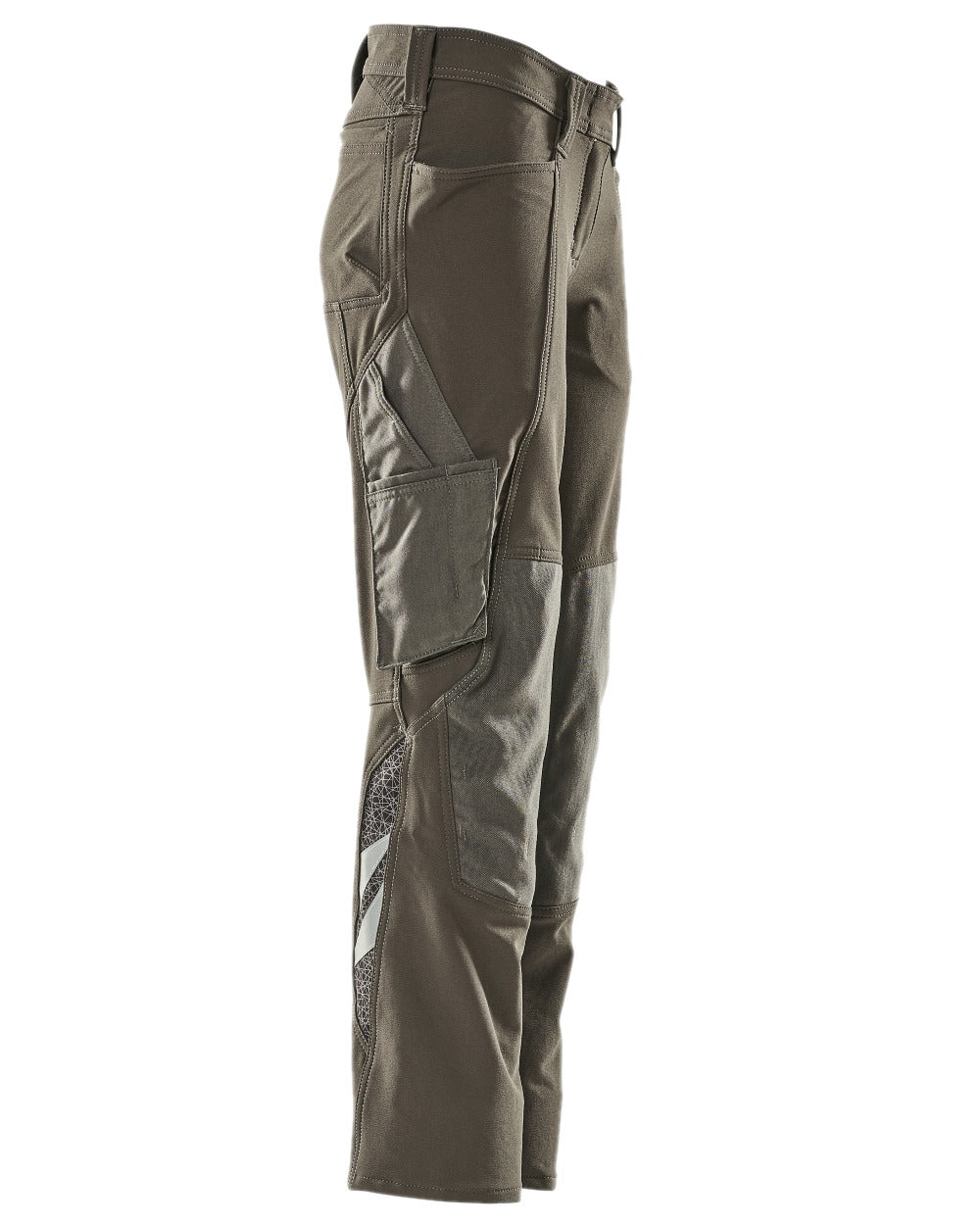 Dark Anthracite Coloured Mascot Workwear Womens Accelerate Trousers With Kneepad Pockets on white background 