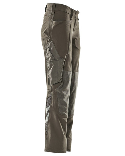 Dark Anthracite Coloured Mascot Workwear Womens Accelerate Trousers With Kneepad Pockets on white background 