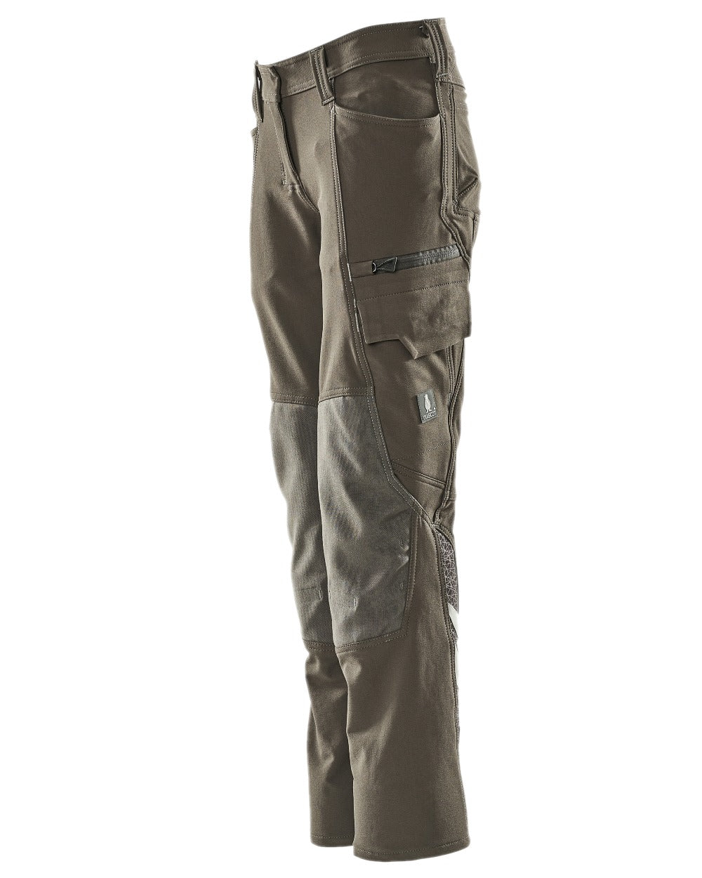 Dark Anthracite Coloured Mascot Workwear Womens Accelerate Trousers With Kneepad Pockets on white background 
